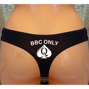 QOS BBC ONLY Cotton Thongs with the design on the rear of black or white thong