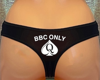 QOS BBC ONLY Cotton Thongs with the design on the rear of black or white thong