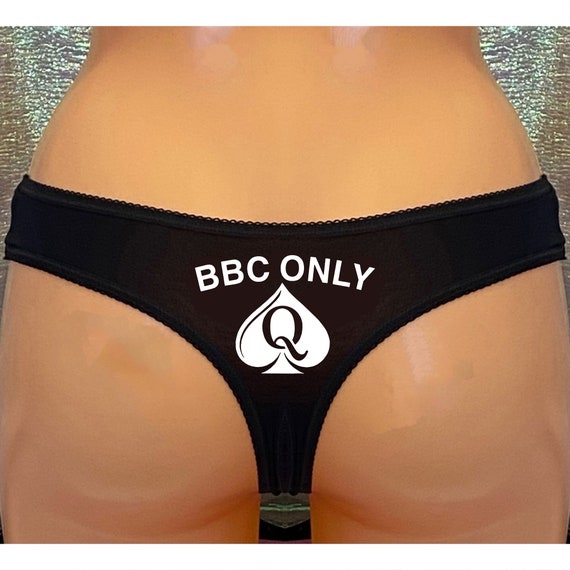 QOS BBC ONLY Cotton Thongs with the design on the rear of black or white thong
