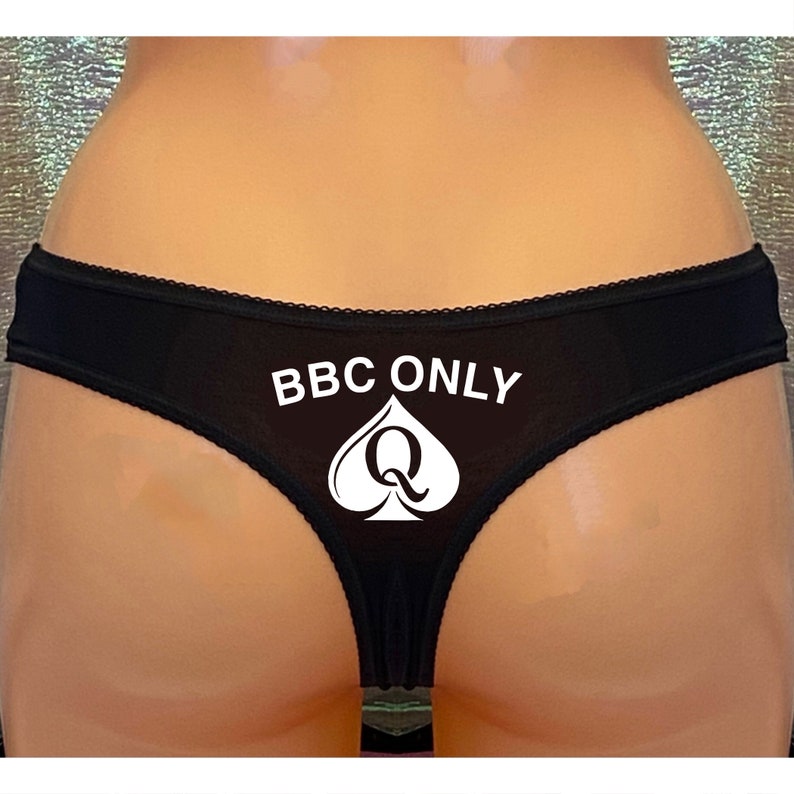 QOS BBC ONLY Cotton Thongs with the design on the rear of black or white thong image 1