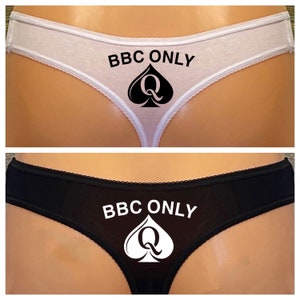 QOS BBC ONLY Cotton Thongs with the design on the rear of black or white thong image 3