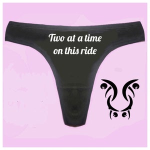 Personalised MFM Two at a time on this ride cotton  thong