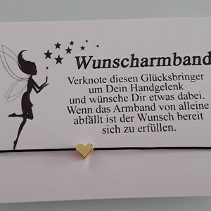DIY Wunscharmband Make a wish Wünsch Dir was Armband Herz Geschenk Gastgeschenk Herz gold quer
