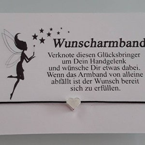 DIY Wunscharmband Make a wish Wünsch Dir was Armband Herz Geschenk Gastgeschenk Herz silber quer