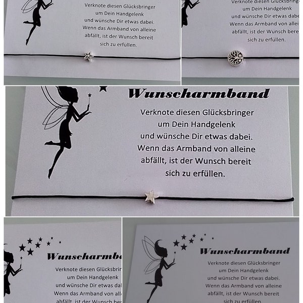 DIY Armband Wunscharmband Wünsch Dir was Make a wish Stern Kleeblatt Lebensbaum Glücksbringer Glücksarmband Geschenk Gastgeschenk