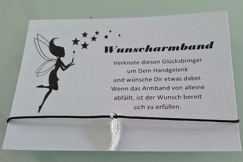 DIY Wunscharmband Make a wish Wünsch Dir was Armband Herz Geschenk Gastgeschenk Hänger Flügel