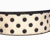 Craig Bachman 2.5 quot Polka Dots Ribbon Natural Black (10 Yards) Wreath Supplies, Craft Supplies, DIY, Wired Ribbon, Year-round Ribbon