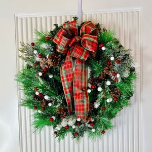 Christmas Patio Wreaths Farmhouse Evergreen Berry Christmas Decorations Christmas Decor Christmas Wreath for Porch Wreaths ready to ship