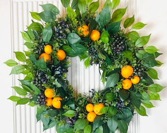 Citrus & Blueberry Summer Wreath: Colorful Fruit Door Decor