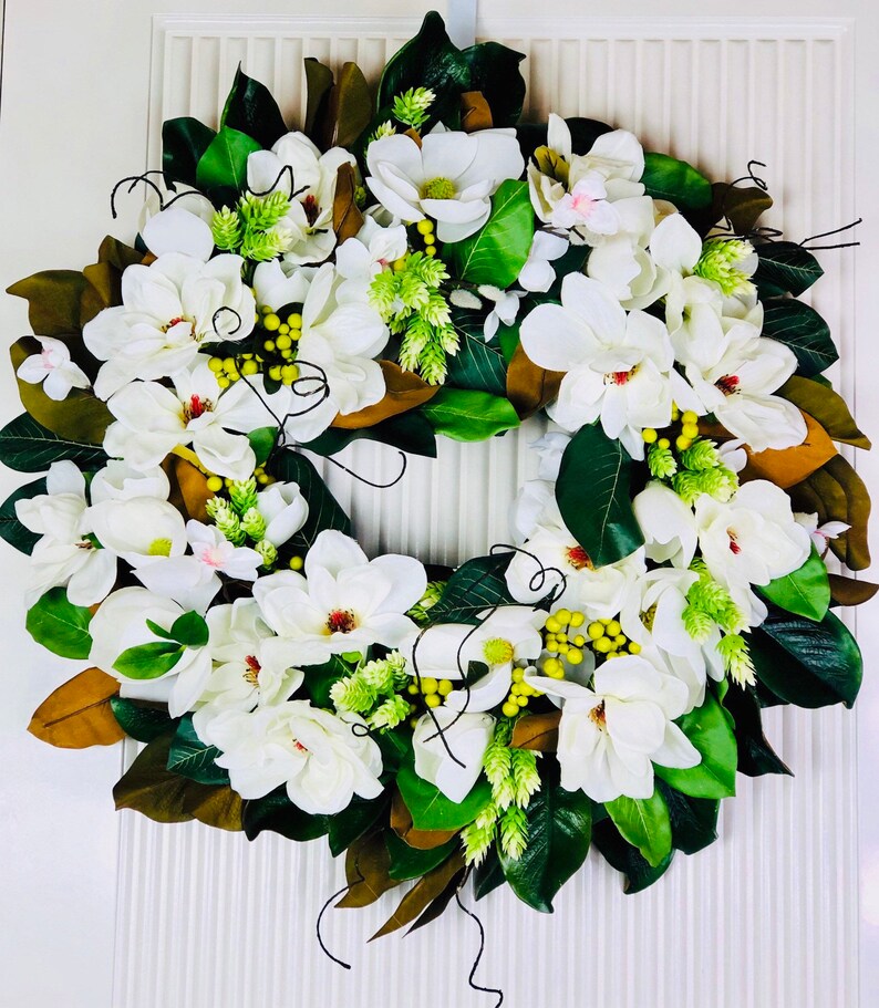 Holiday wreaths Pumpkin Wreath Thanksgiving Wreaths, Large Handmade Magnolia Wreath Southern Charm Wreaths Fall Wreaths for Front Door