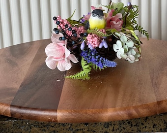 Floral Bird Nest with Eggs: Spring Tabletop Decor (9”x4”x10”)