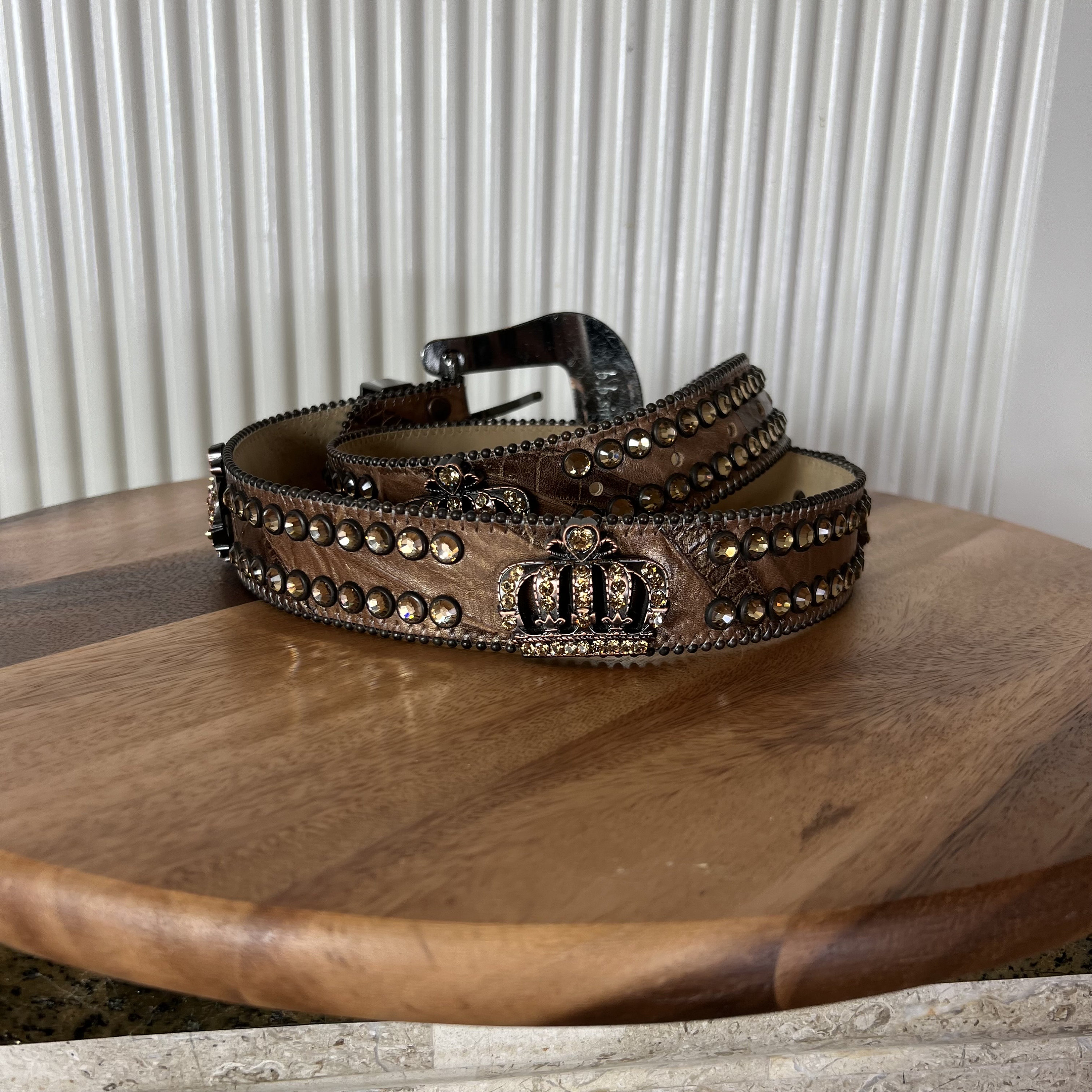 Vintage Daniel Swarovski Suede Leather Western Beaded Crystal Statement Belt il_fullxfull.7294589096_gvyn.jpg main image 2