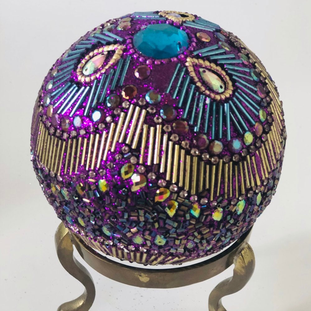 Bronze and Purple Foil Decorative Sphere Tabletop Decor DIY Etsy