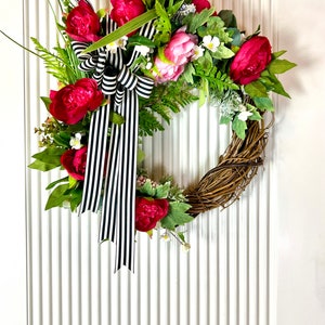 Spring-Inspired Watermelon Peony Wreath Add Elegance to Your Home Decor Brighten Your Home with a Spring Wreath Watermelon Peony Design image 6