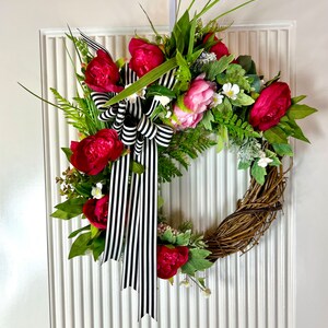 Spring-Inspired Watermelon Peony Wreath Add Elegance to Your Home Decor Brighten Your Home with a Spring Wreath Watermelon Peony Design image 5