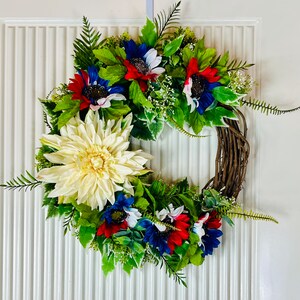 Everyday Summer 4th of July Wreath, Deluxe Flag Wreath, Red White and Blue Wreath, summer wreath, Patriotic Wreath, American Flag Wreath