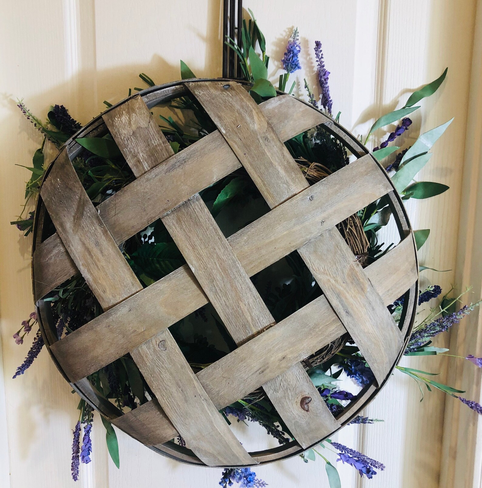 Large Wild Flower Tobacco Basket Wreath Garden Style Wreath Etsy