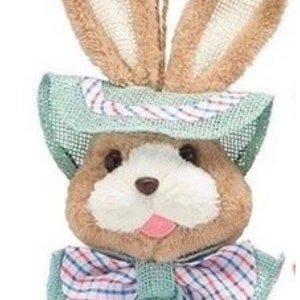 Farmhouse Spring Wreath Attachment Sisal Bunny With Bow Tie, spring Bunny, Burlap Bunny, DIY Holiday Decor, Craft Supplies, Country decor