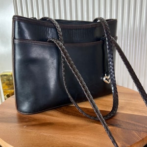 Vintage Brighton Leather Handbag: USA Made Monogrammed Tote bild 2