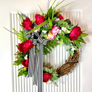 Spring-Inspired Watermelon Peony Wreath Add Elegance to Your Home Decor Brighten Your Home with a Spring Wreath Watermelon Peony Design image 8