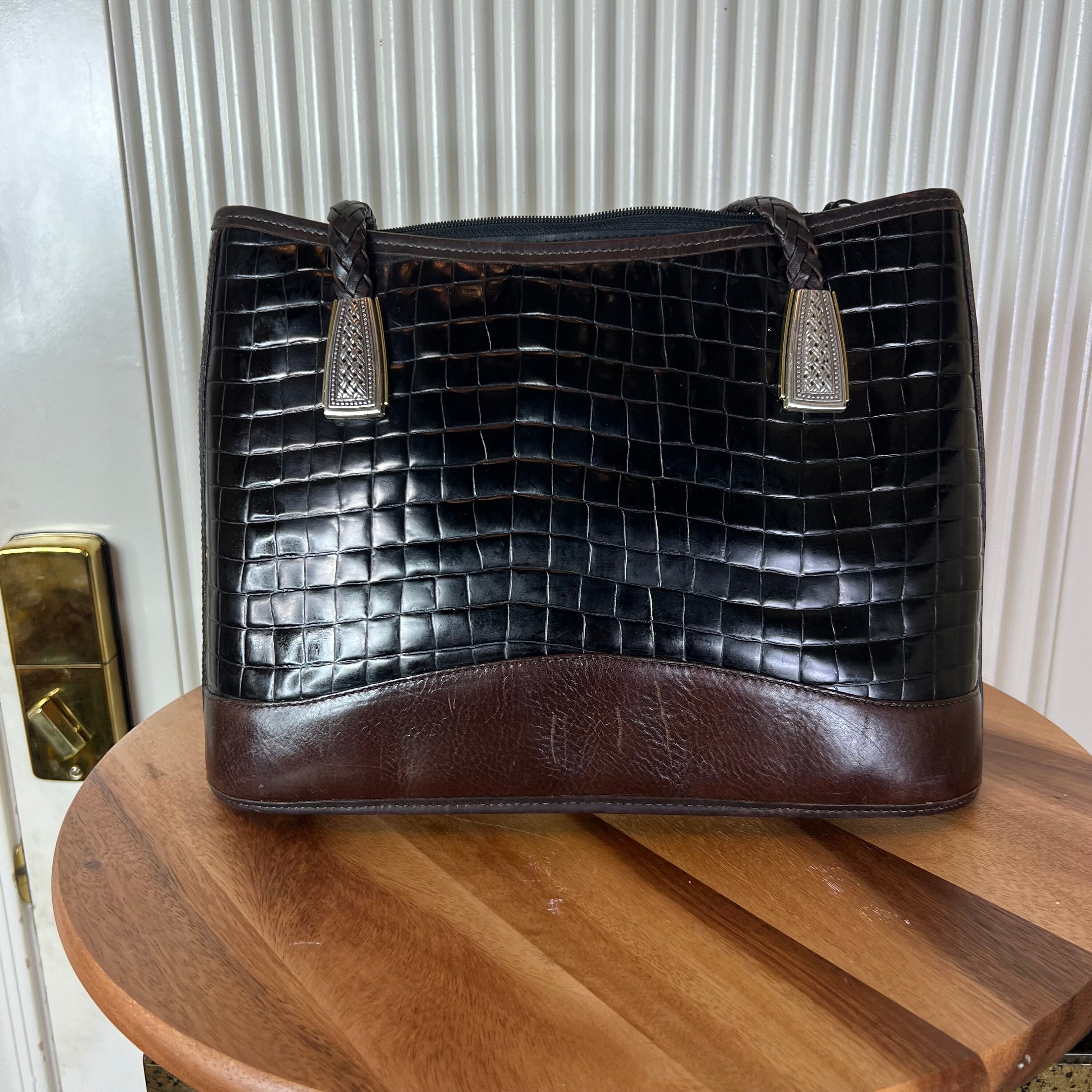 Vintage Brighton Leather Handbag: USA Made Monogrammed Tote - Etsy