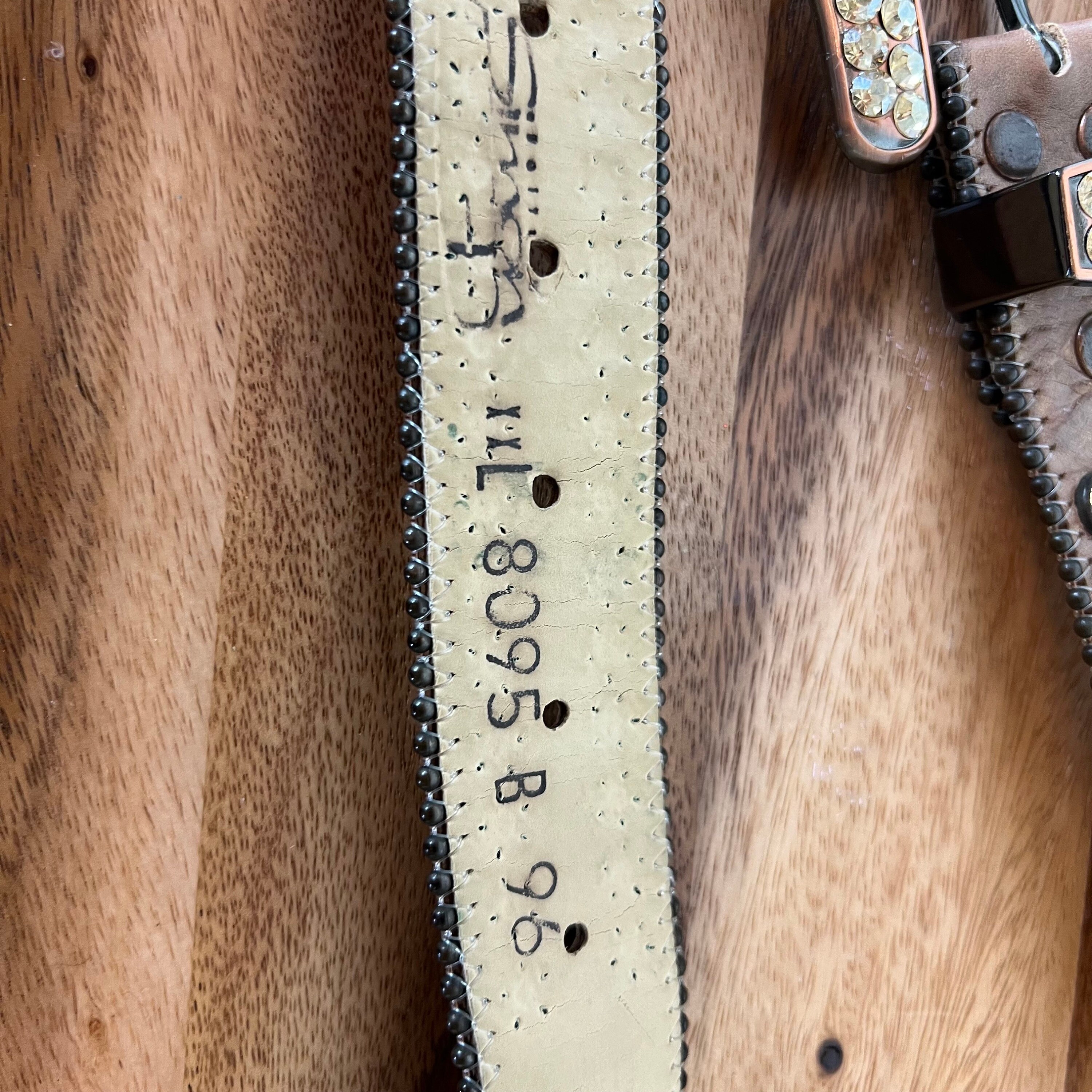 Vintage BB Simon Bronze Leather Belt: Swarovski Crystal 