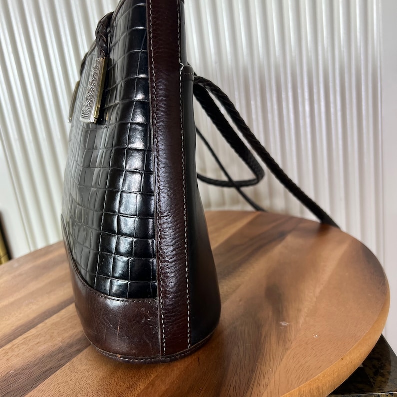 Vintage Brighton Leather Handbag: USA Made Monogrammed Tote bild 8