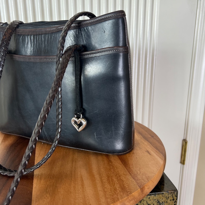 Vintage Brighton Leather Handbag: USA Made Monogrammed Tote bild 6