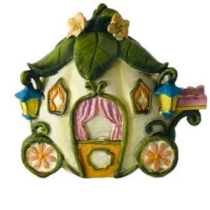 Miniature Fairytale Carriage: Whimsical Fairy Garden House (4.3 x 4.1 x 2.3 inches)