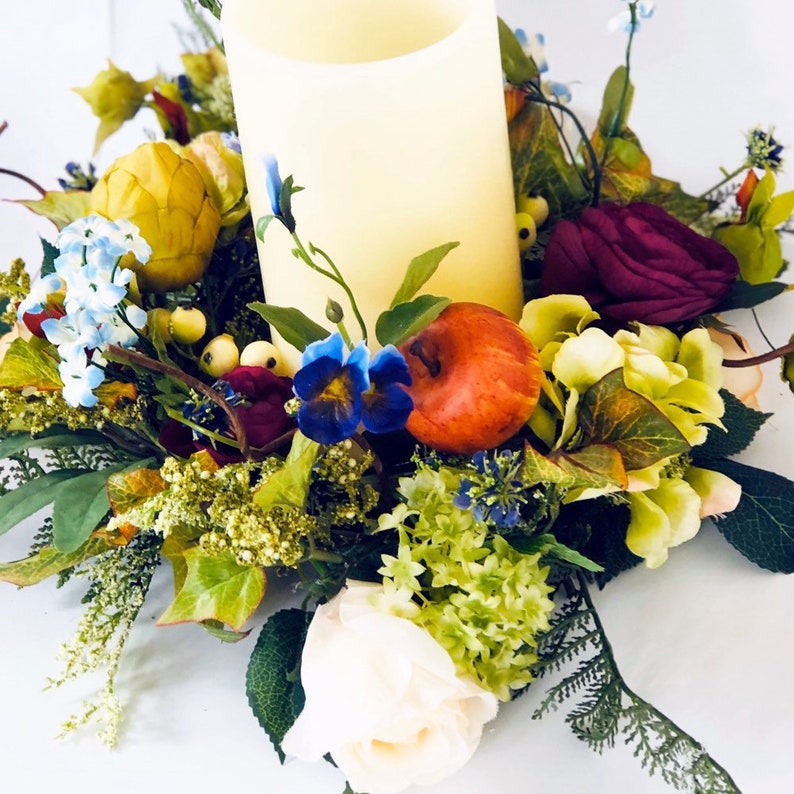 Spring Candle Wreath Wild Flower Candle Ring Grapevine woven Etsy