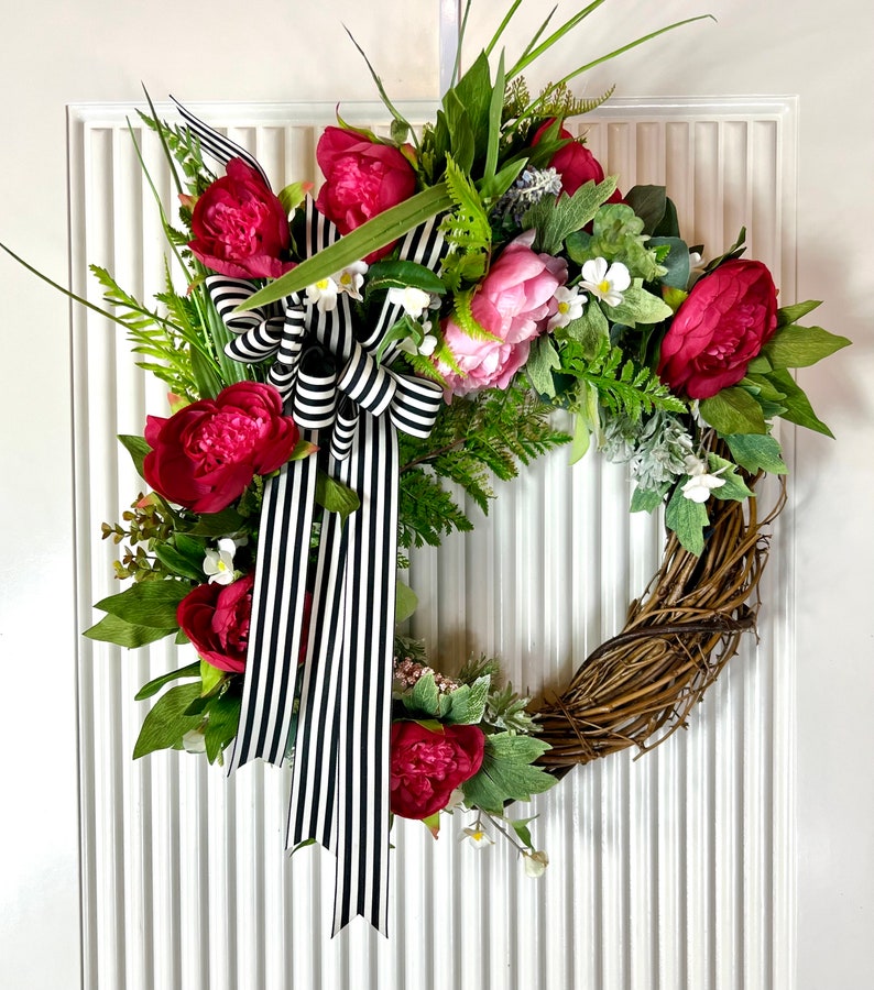 Spring-Inspired Watermelon Peony Wreath Add Elegance to Your Home Decor Brighten Your Home with a Spring Wreath Watermelon Peony Design image 10