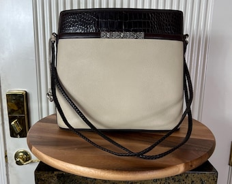 Vintage Brighton Leather Handbag: USA Made Monogrammed Satchel