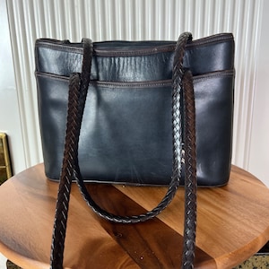 Vintage Brighton Leather Handbag: USA Made Monogrammed Tote bild 3