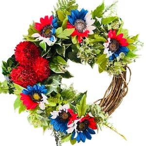 Everyday Summer 4th of July Wreath, Deluxe Flag Wreath, Red White and Blue Wreath, summer wreath, Patriotic Wreath, American Flag Wreath
