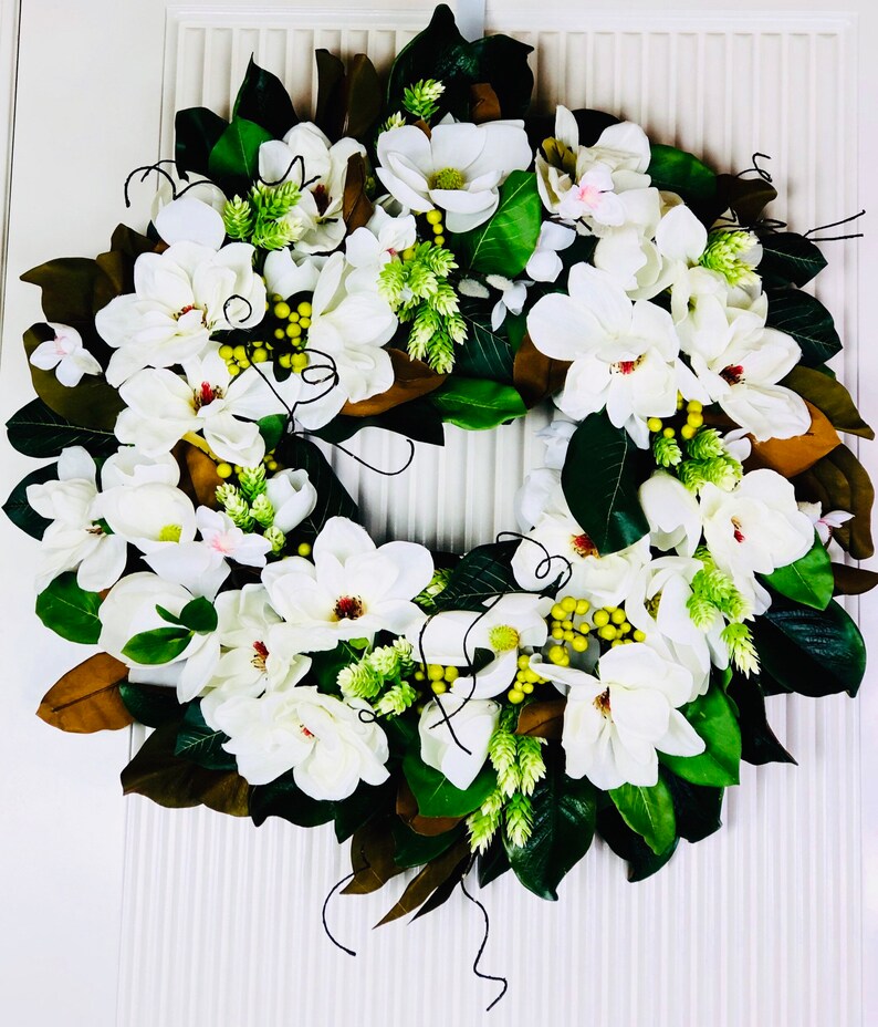 Holiday wreaths Pumpkin Wreath Thanksgiving Wreaths, Large Handmade Magnolia Wreath Southern Charm Wreaths Fall Wreaths for Front Door