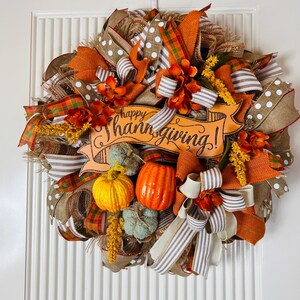 Fall Wreath Farmhouse Deco Mesh Front Door Wreath Burlap Wreath for Fall Burlap Thanksgiving Harvest Wreath Fall Holiday Gifts Autumn Decor