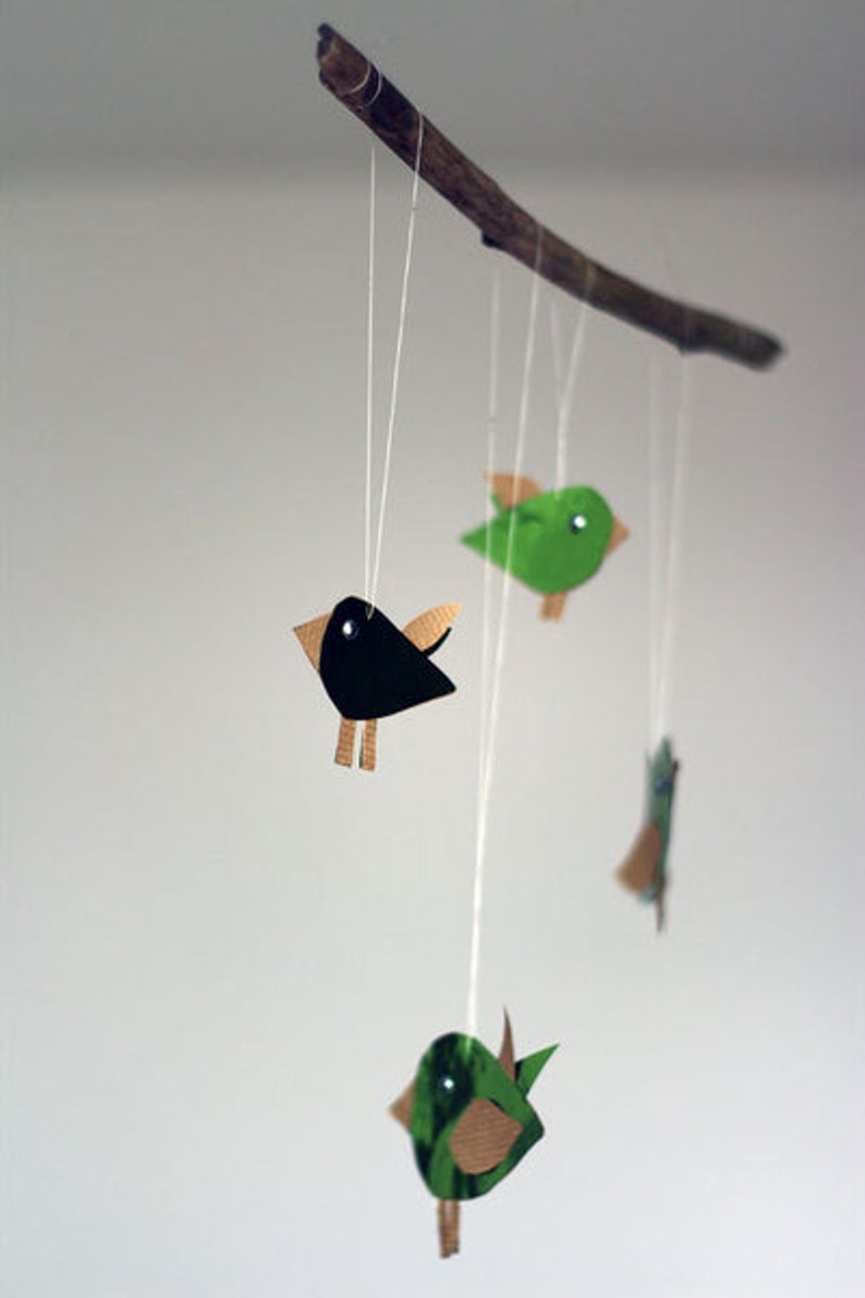 Mobile Windspiel Vögelchen Papier Mobilé Vögel Bild 1