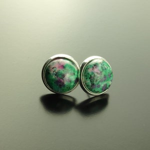 Studs fuchsite green gemstone earrings silver image 2