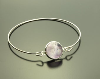 Bracelet jonc argent gem à fluorite violet