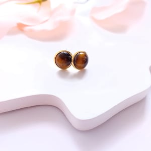 Stud Tiger Eye Gemstone Earrings