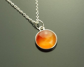 Necklace Red Agate Gemstone Pendant Silver