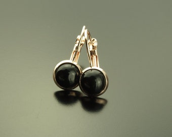 Earrings Agate Black Gemstone Earring Rose Gold