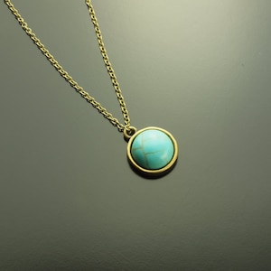 Colar azul howlite turquesa imitação de pedra preciosa cabochão pingente prata bronze dourado