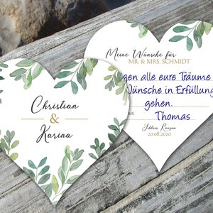 Bierdeckel Hochzeit Herz grüner Buchsbaum Wünsche für das Brautpaar ab 25 Stück
