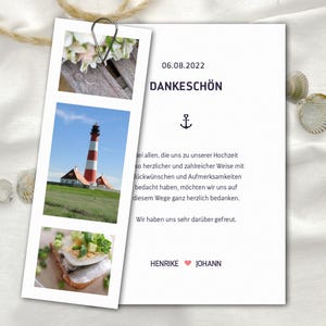 Danksagung Maritime Karte zur Hochzeit mit Anker Set mit Fotostreifen ab 10 Stück