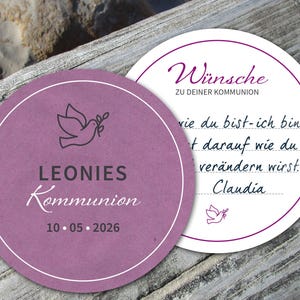 Bierdeckel Kommunion rund Taube Wünsche zum großen Tag auch Konfirmation Firmung Jugendfeier ab 25 Stück