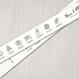 Wedding wristband with schedule or your text minimalist bracelet from 10 pieces