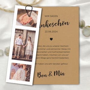 Danksagung Karte zur Hochzeit Set mit Fotostreifen ab 10 Stück