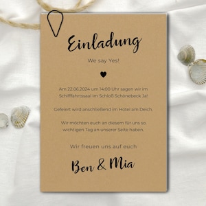 Karte Set Einladung Hochzeit minimalistisch schwarz kraftbraun ab 10 Stück