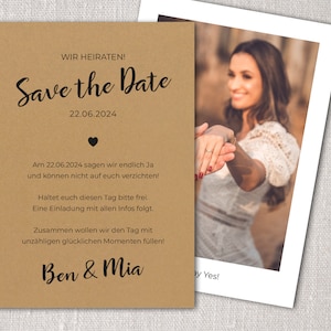 Karte Save the Date Einladung Hochzeit minimalistisch schwarz kraftbraun ab 10 Stück